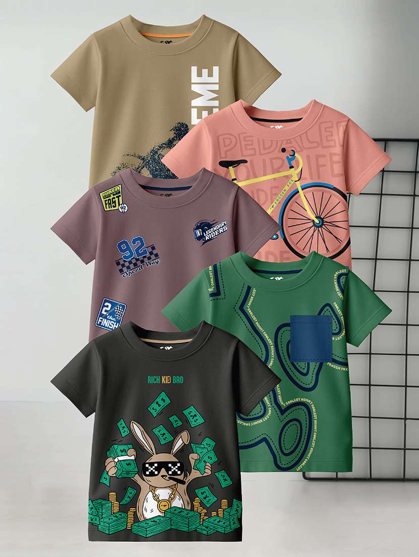 boys pack of 4 printed short sleeve t-shirt