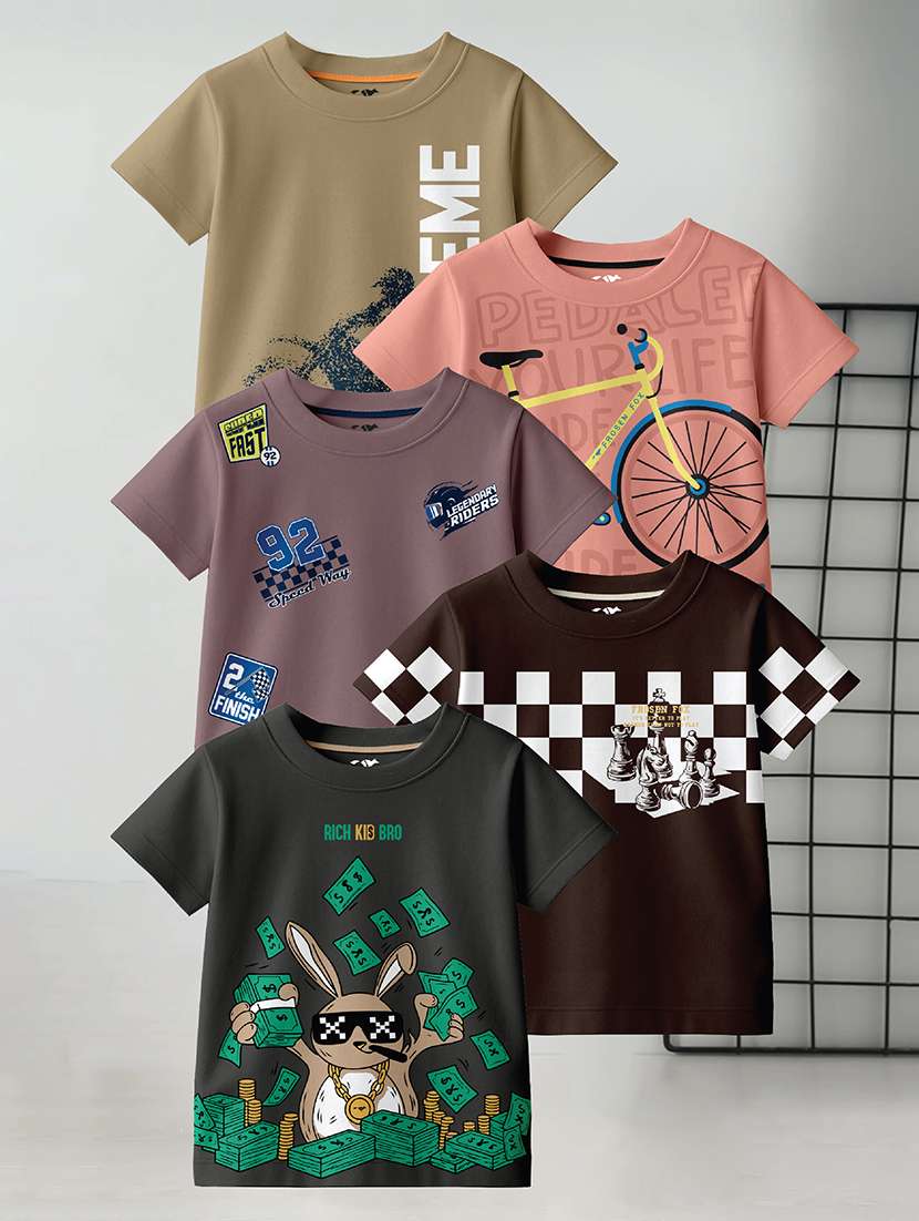 boys pack of 4 printed short sleeve t-shirt