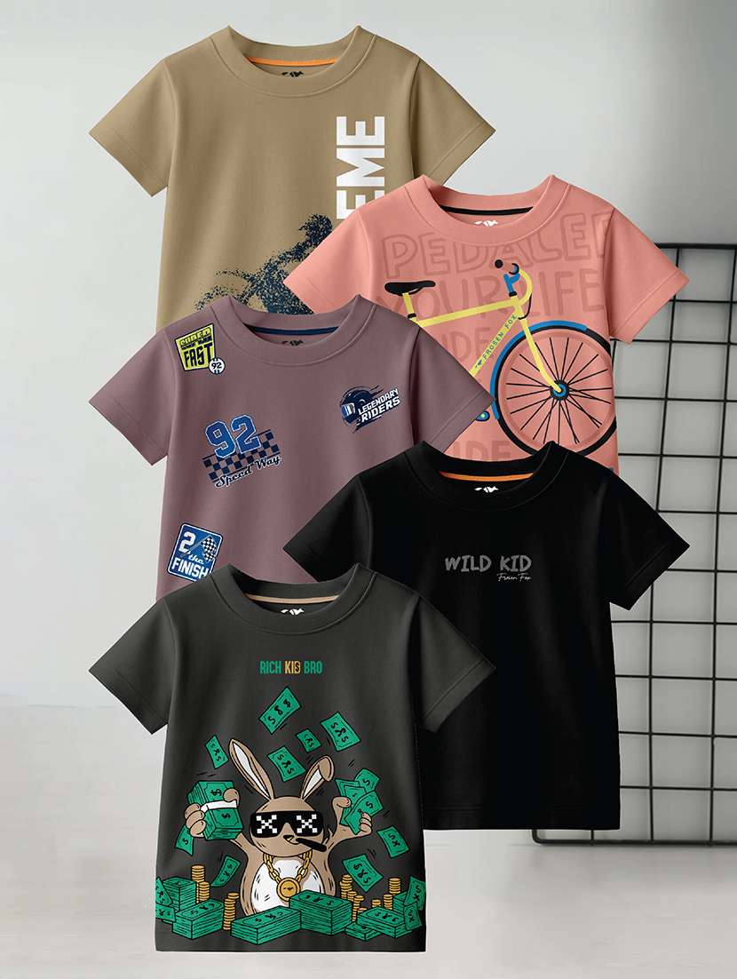 boys pack of 4 printed short sleeve t-shirt