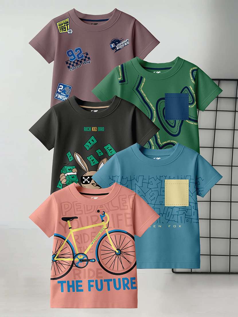 boys pack of 4 printed short sleeve t-shirt