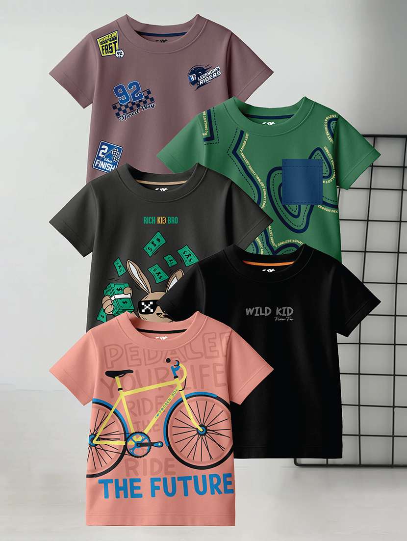 boys pack of 4 printed short sleeve t-shirt