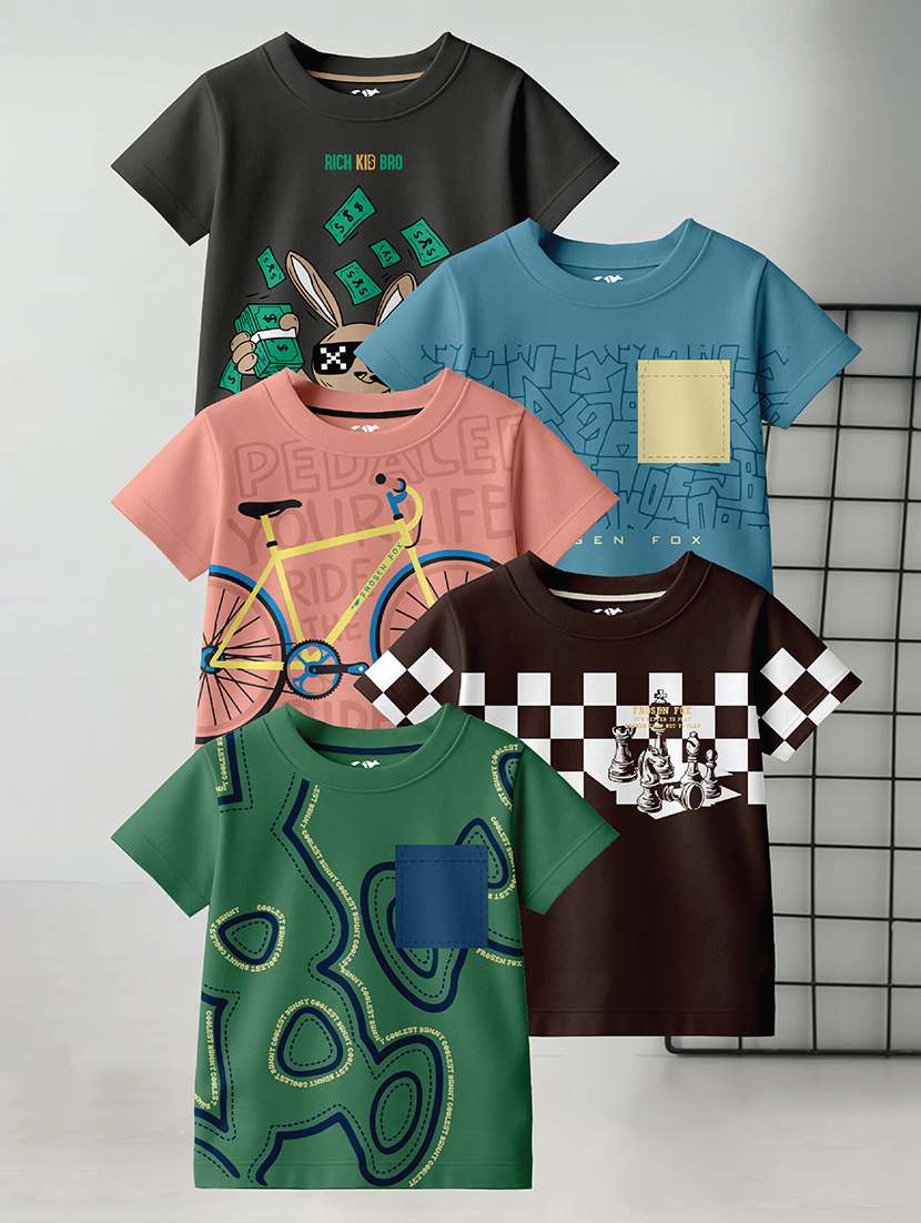 boys pack of 4 printed short sleeve t-shirt