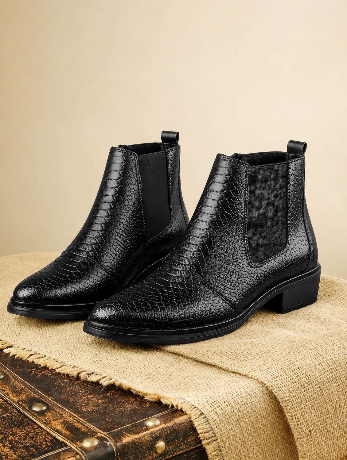 men black high ankle boot