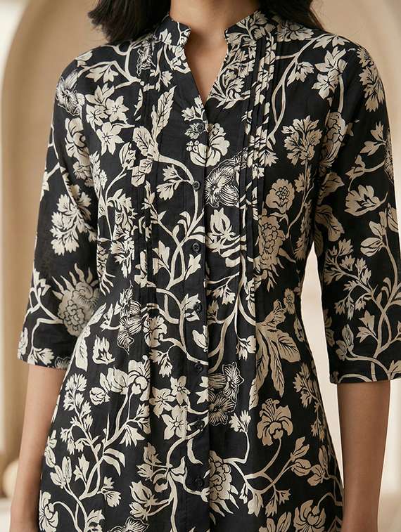 women printed three quarter sleeve straight kurti - 22400951 -  Standard Image - 5