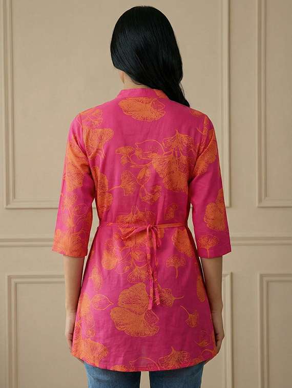 women printed three quarter sleeve straight kurti - 22400952 -  Standard Image - 5