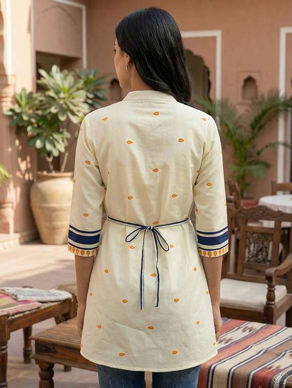 women printed three quarter sleeve straight kurti - 22400953 -  Standard Image - 5