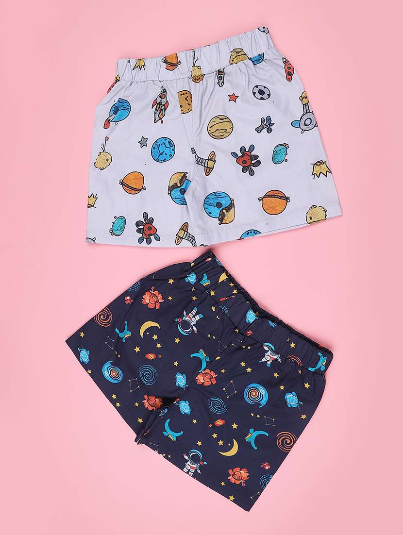 boys pack of 2 printed mid rise shorts