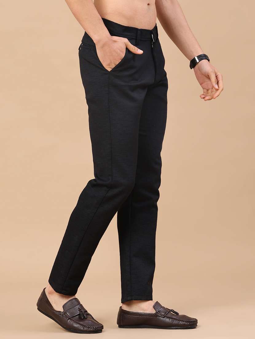 men solid mid rise regular fit trouser - 22401165 -  Standard Image - 3