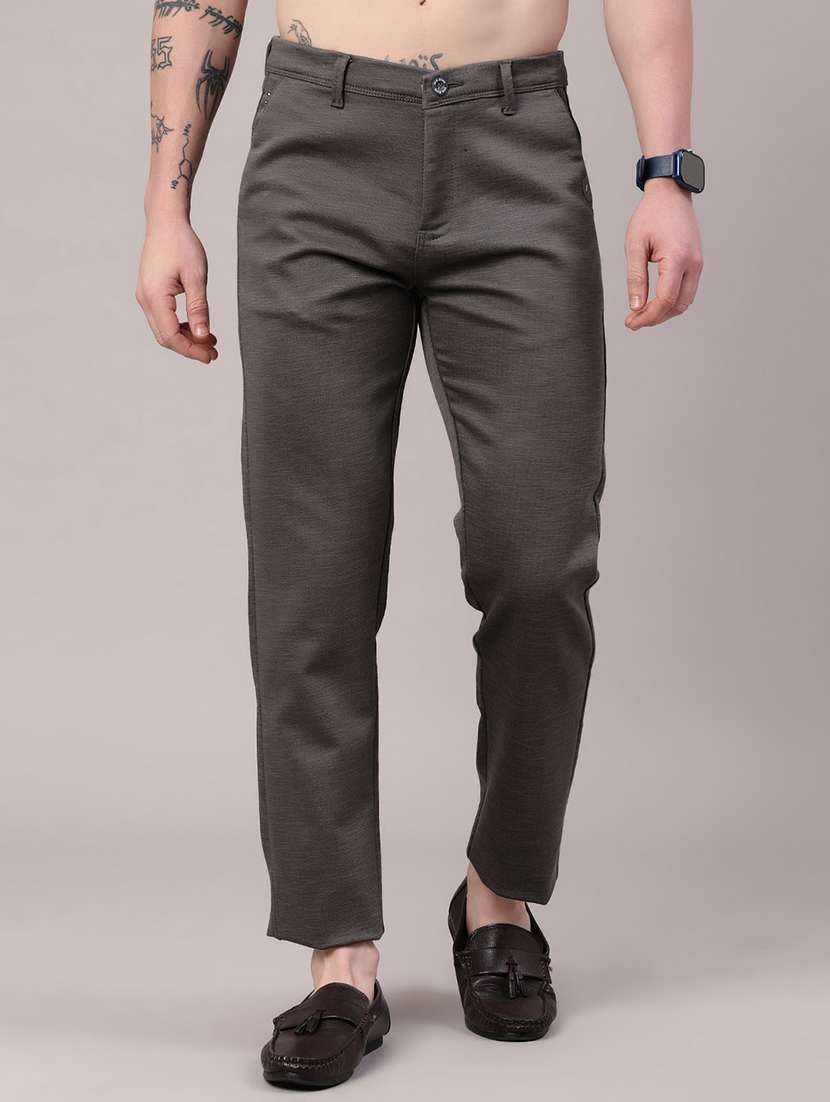 men solid mid rise slim fit chinos