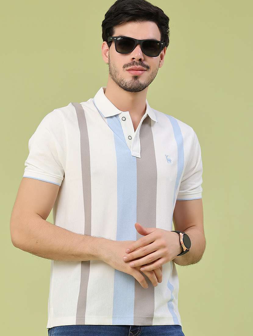 men printed short sleeves polo t-shirt
