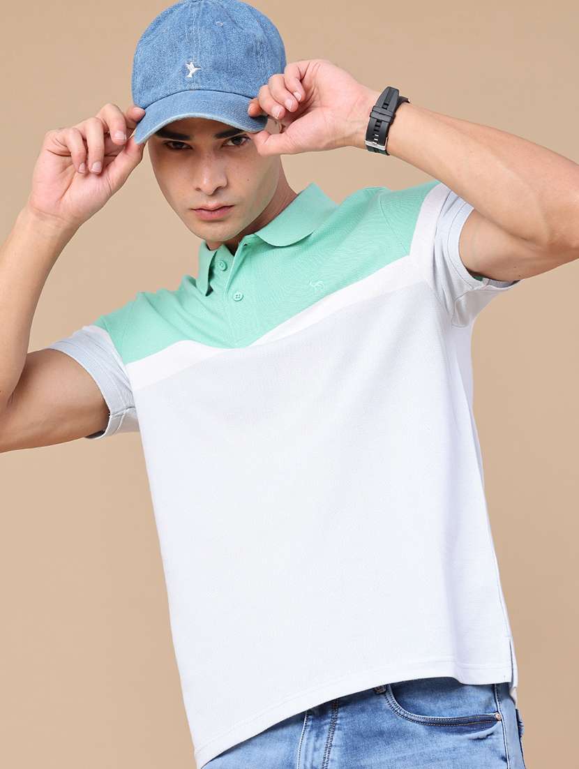 men colourblocked short sleeves polo t-shirt