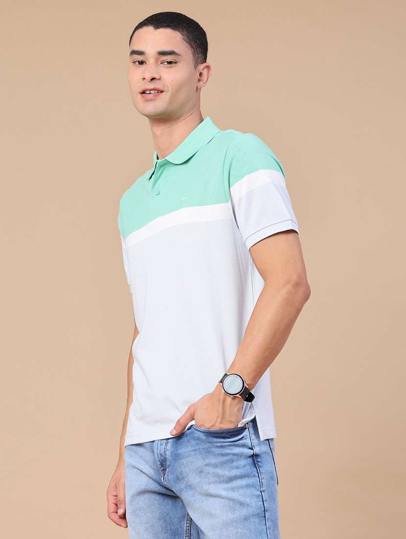 men colourblocked short sleeves polo t-shirt - 22401190 -  Standard Image - 3