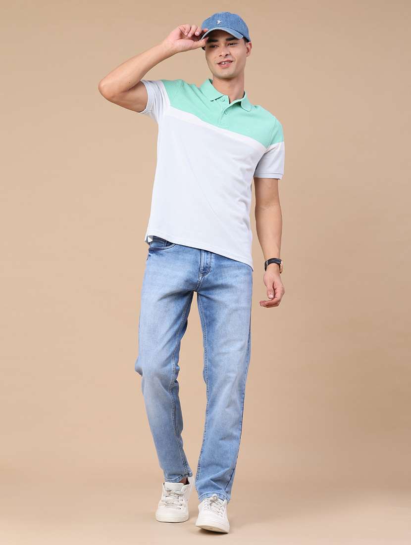 men colourblocked short sleeves polo t-shirt - 22401190 -  Standard Image - 5