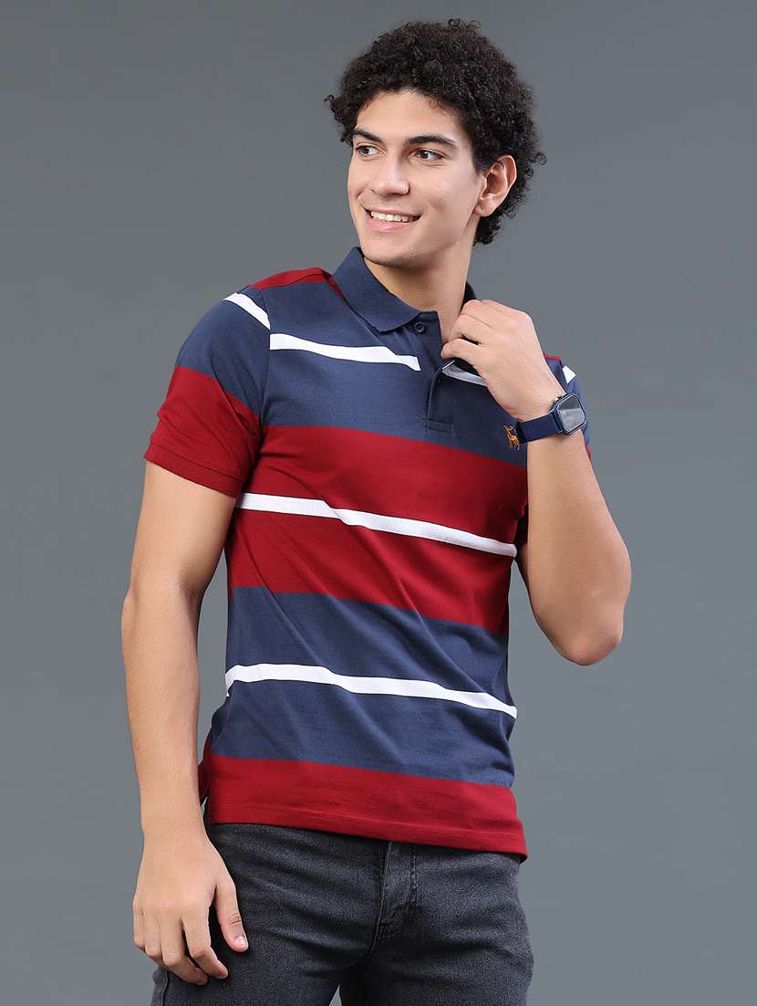 men striped short sleeve slim fit polo t-shirt - 22401191 -  Standard Image - 3