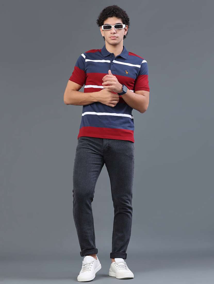 men striped short sleeve slim fit polo t-shirt - 22401191 -  Standard Image - 5
