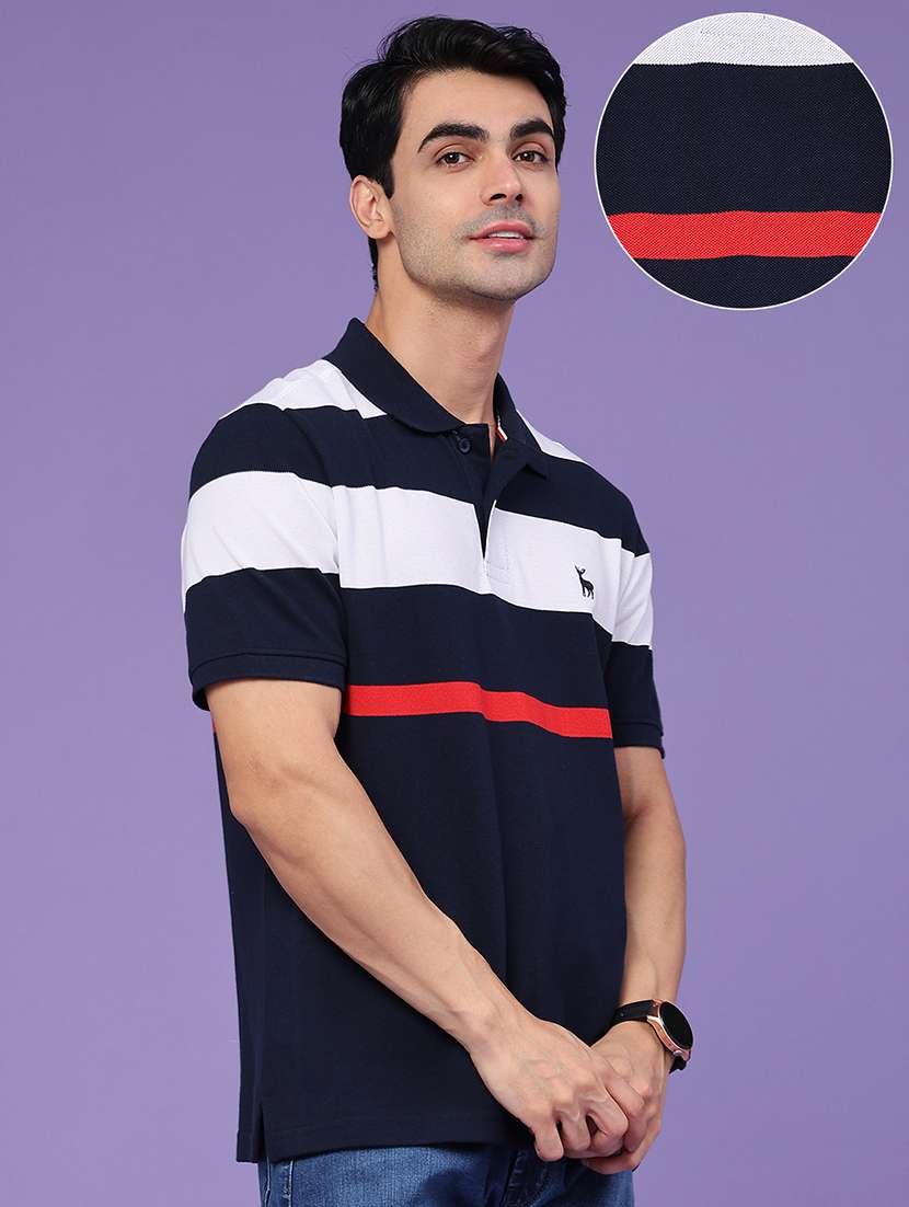 men striped short sleeve regular fit polo t-shirt - 22401192 -  Standard Image - 3