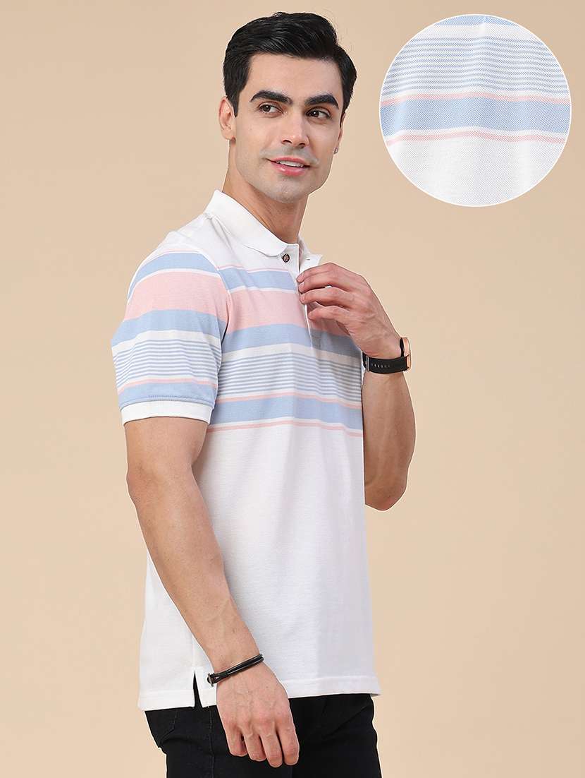 men striped short sleeve regular fit polo t-shirt - 22401193 -  Standard Image - 3