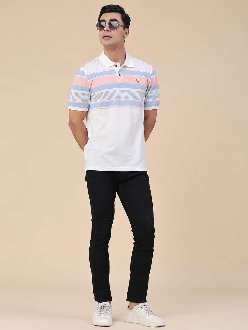 men striped short sleeve regular fit polo t-shirt - 22401193 -  Standard Image - 5