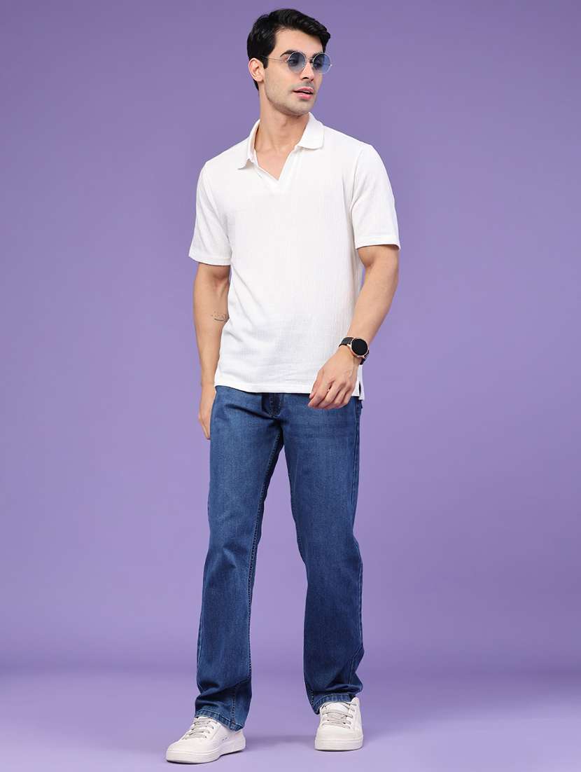 Men Washed Mid Rise Full Length Straight Jeans - 22401201 -  Standard Image - 5