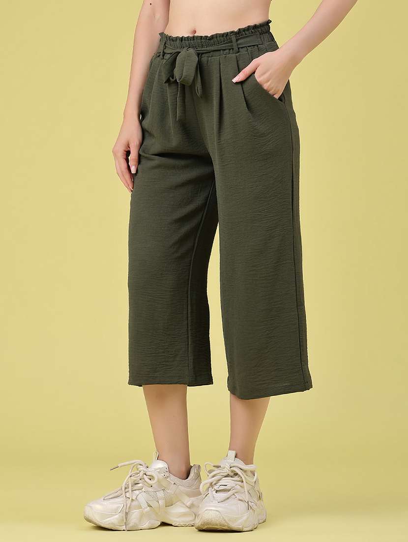 women solid mid rise culottes - 22401233 -  Standard Image - 3