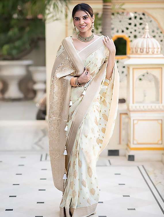 women self design banarasi saree with blouse