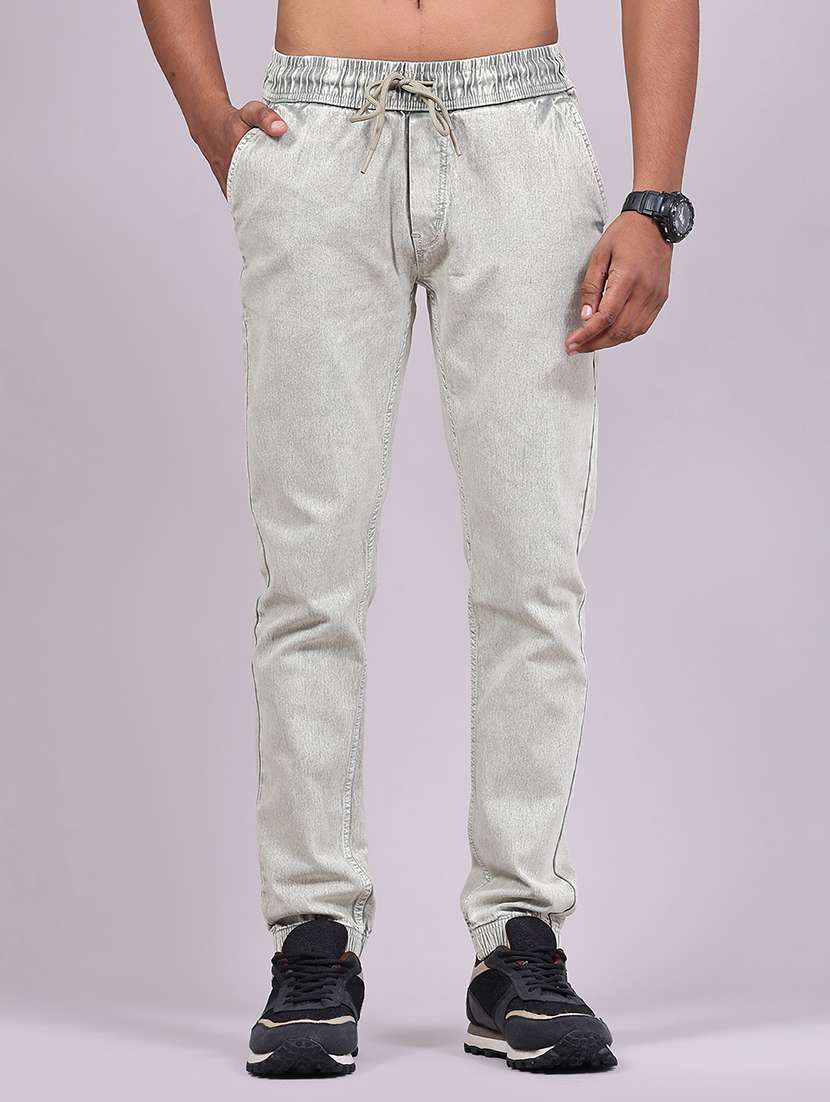 men washed mid rise regular fit jogger