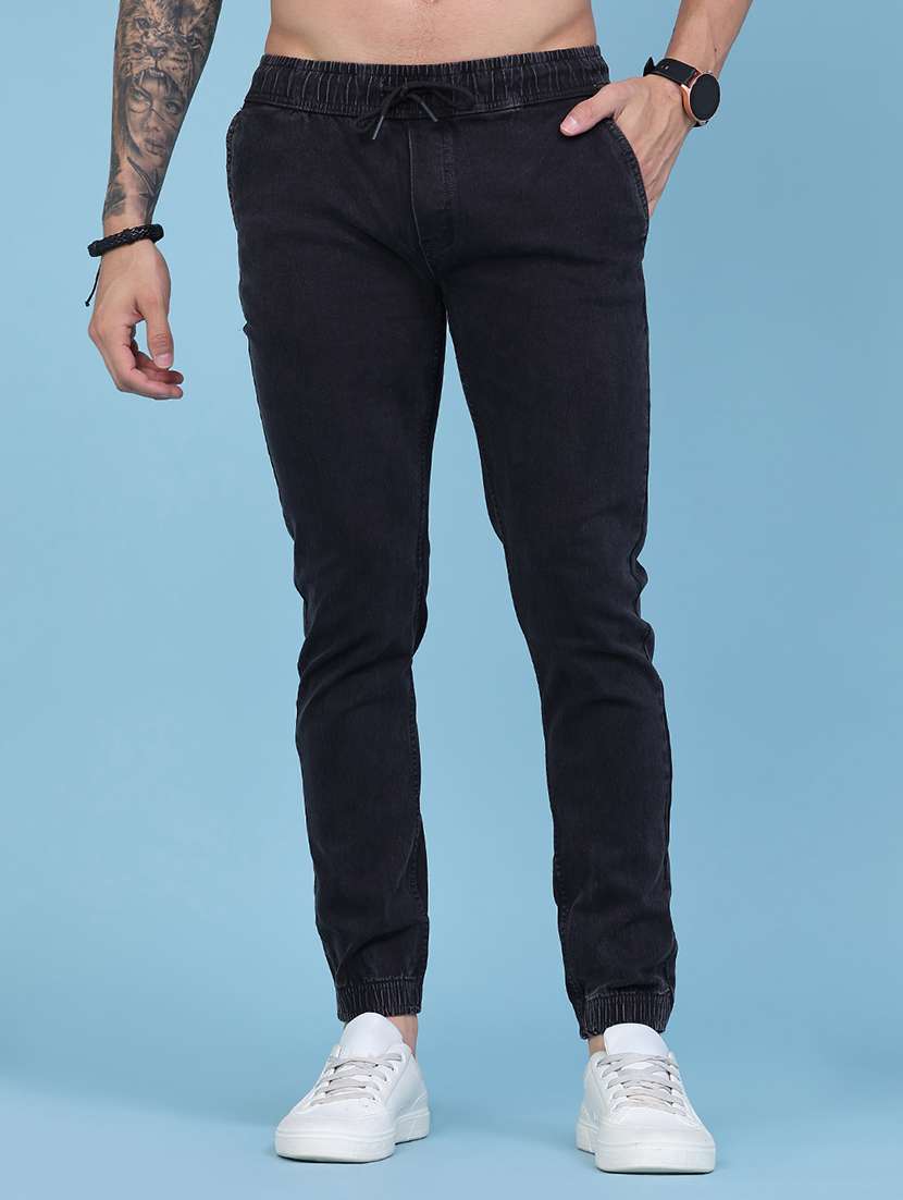 men solid mid rise slim fit jogger