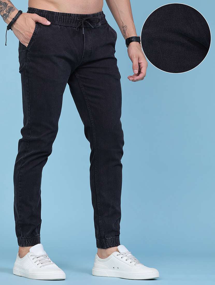 men solid mid rise slim fit jogger - 22401286 -  Standard Image - 3