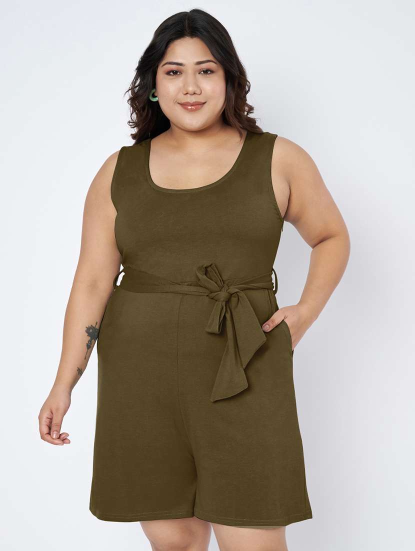 women solid sleeveless romper