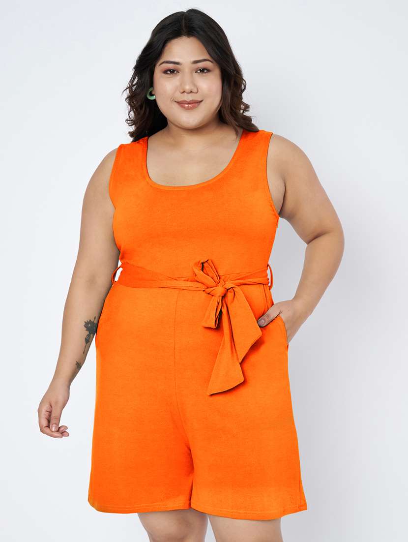 women solid sleeveless romper