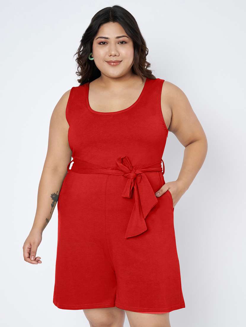 women solid sleeveless romper