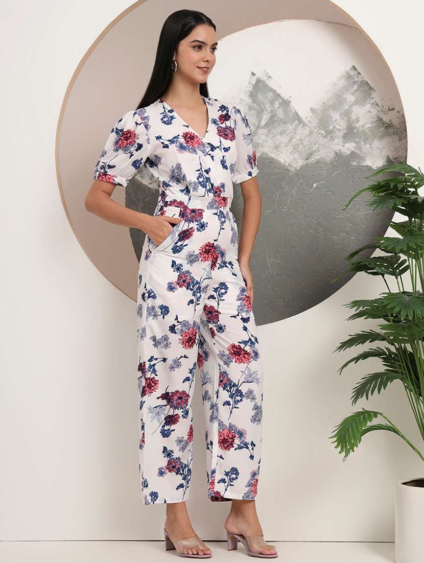 Women Printed Short Sleeves Full Leg Jumpsuit - 22401386 -  Standard Image - 3