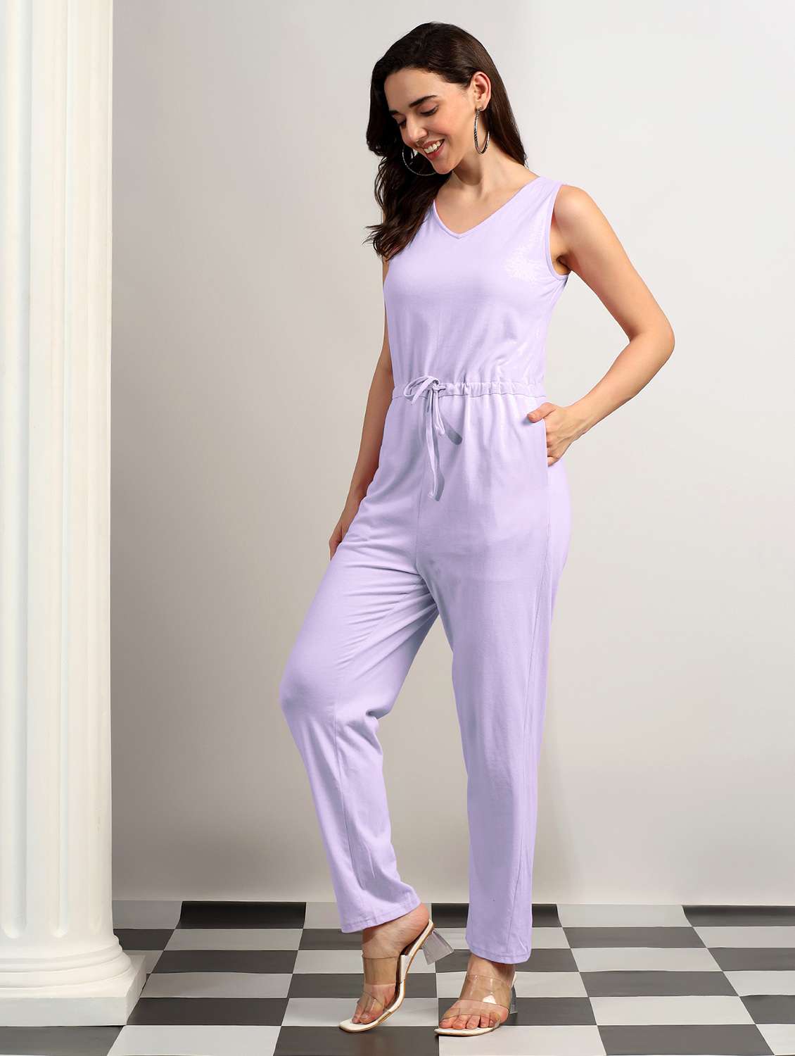 Women Solid Sleeveless Full Leg Jumpsuit - 22401418 -  Standard Image - 3