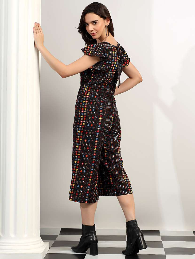Women Printed Short Sleeves Knee Length Jumpsuit - 22401432 -  Standard Image - 3
