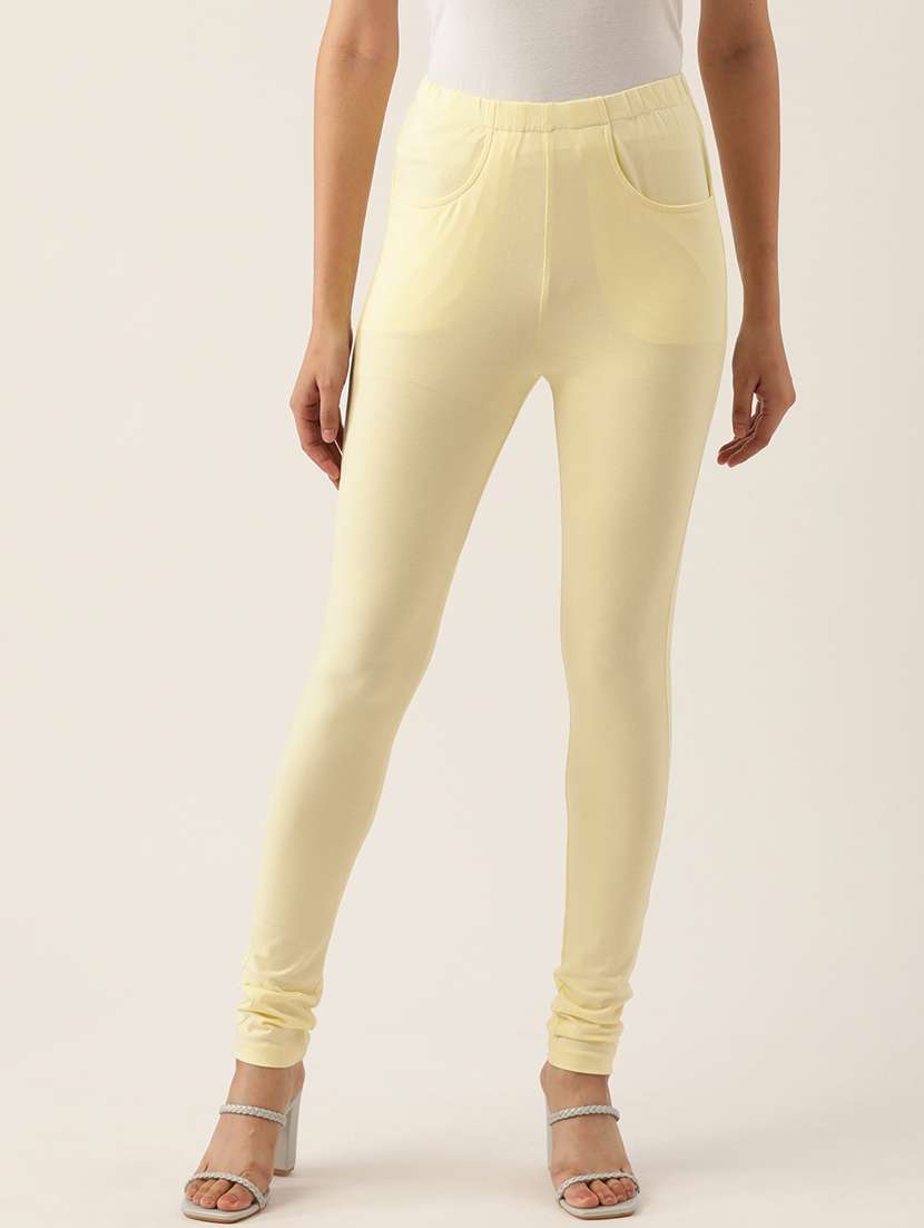 women solid mid rise leggings