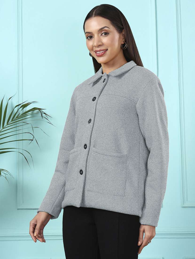 Women Solid Long Sleeves Regular Coat - 22401469 -  Standard Image - 3