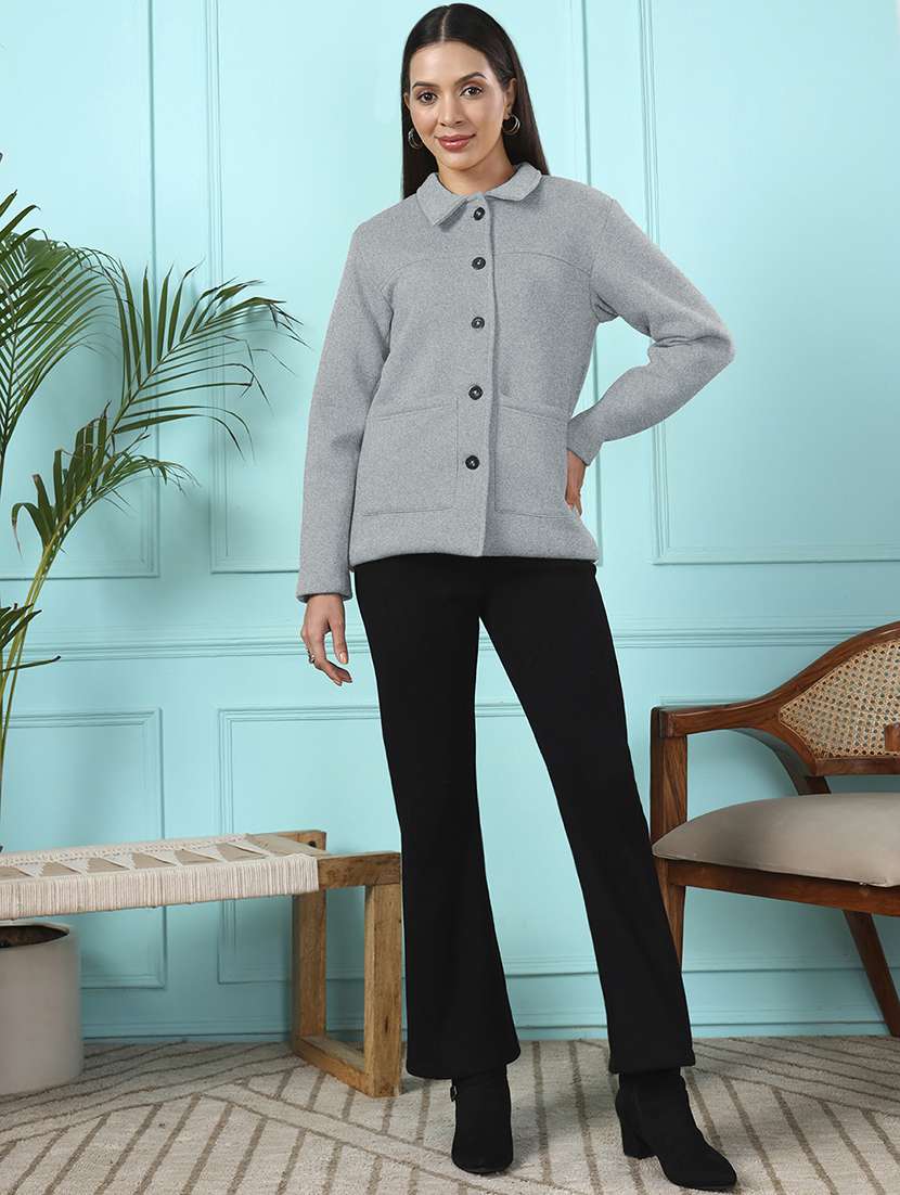 Women Solid Long Sleeves Regular Coat - 22401469 -  Standard Image - 5