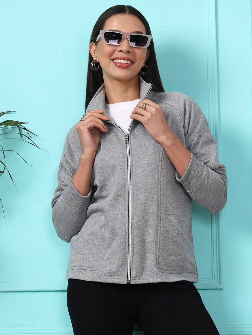 women solid long sleeves regular jacket