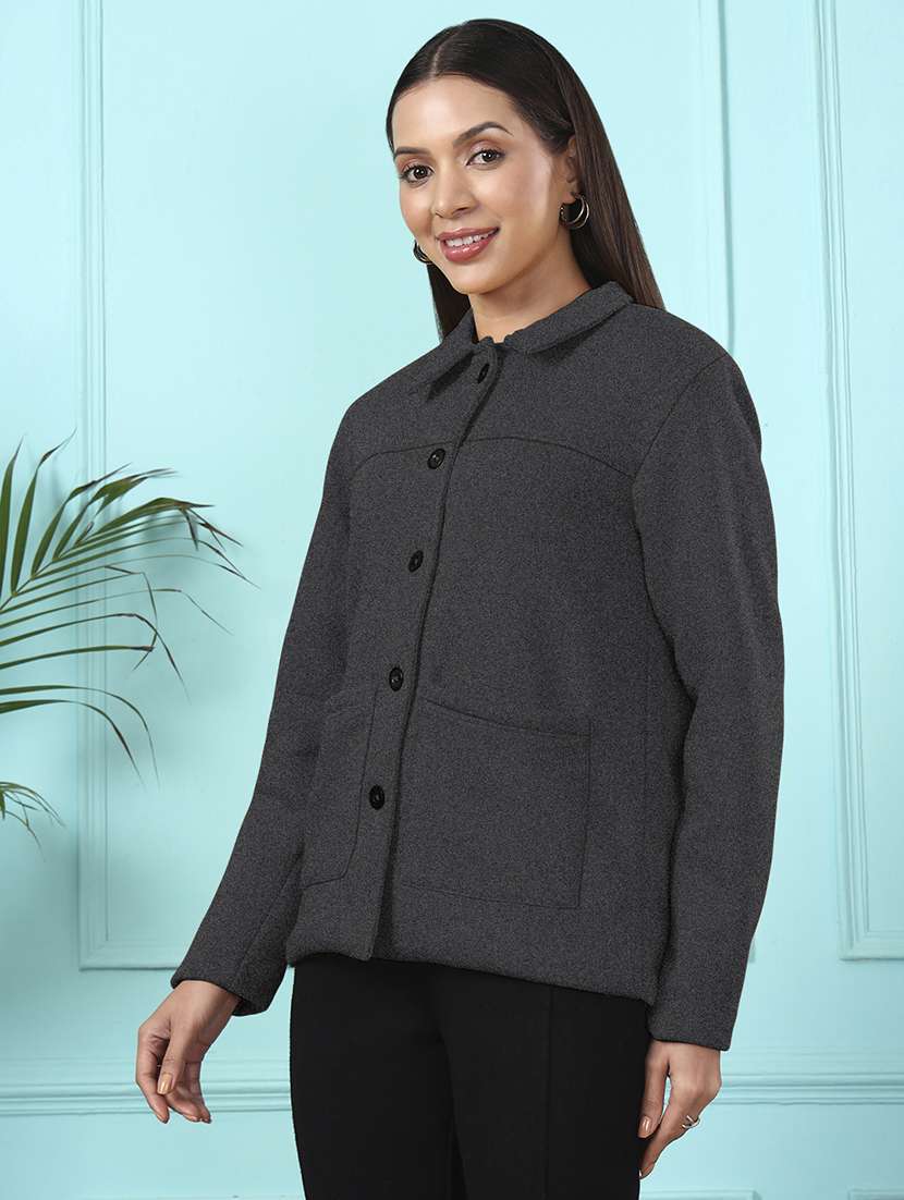 Women Solid Long Sleeves Regular Coat - 22401513 -  Standard Image - 3