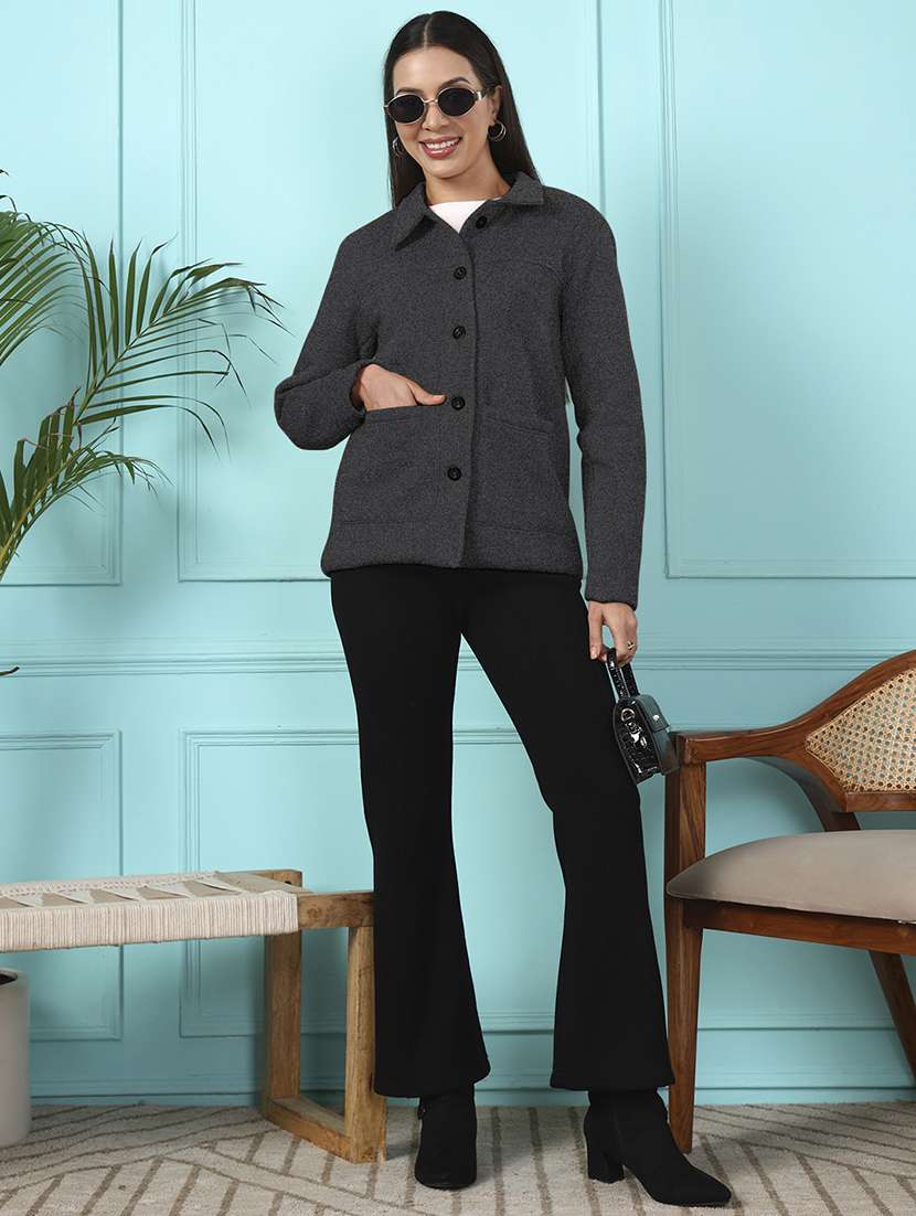 Women Solid Long Sleeves Regular Coat - 22401513 -  Standard Image - 5