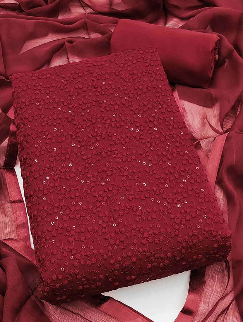 women solid with work unstitched suit set