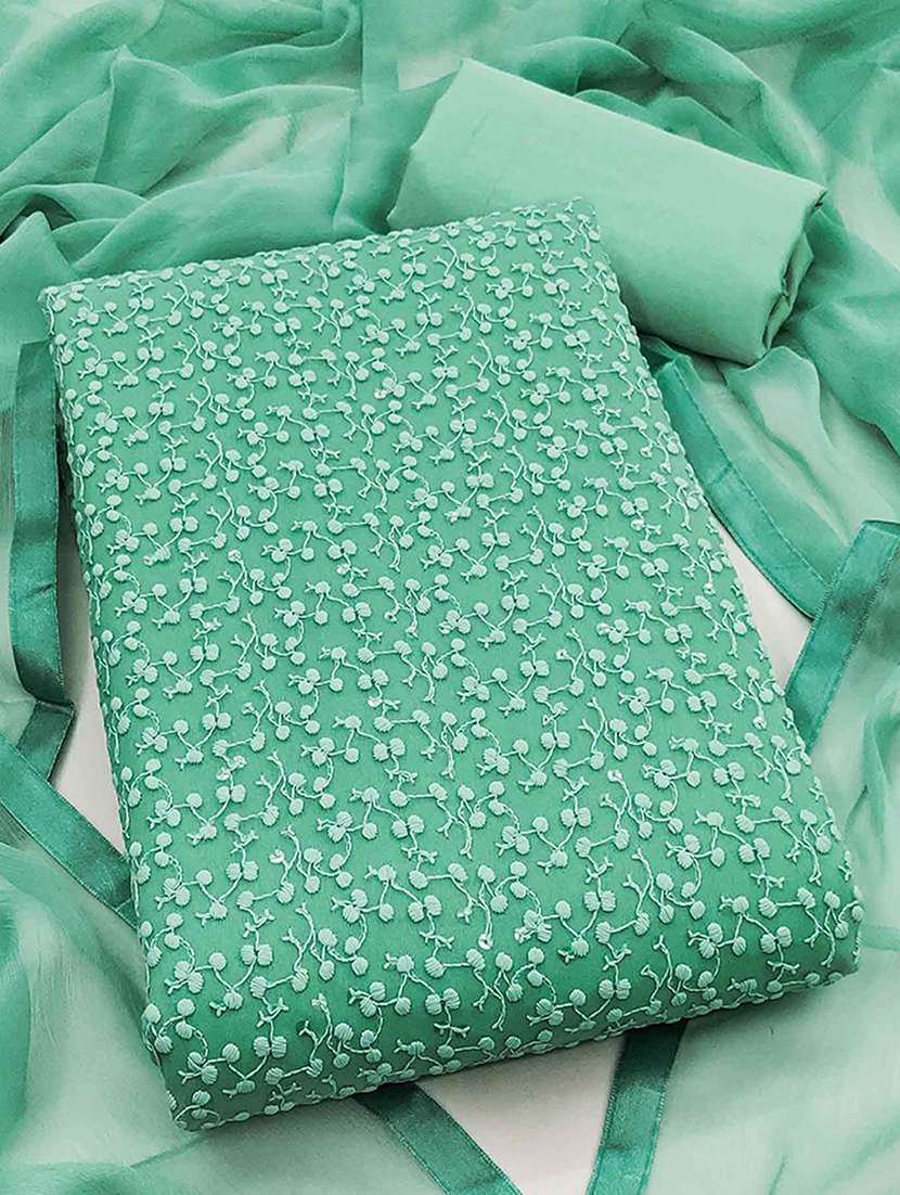 women solid with work unstitched suit set