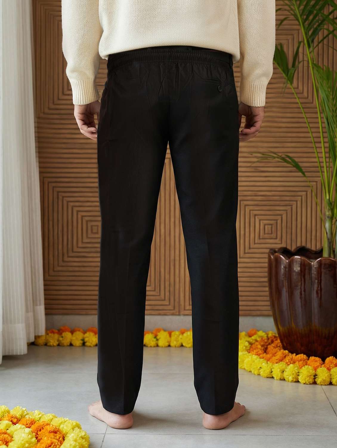 men solid mid rise ethnic bottom wear pyjama - 22401683 -  Standard Image - 3