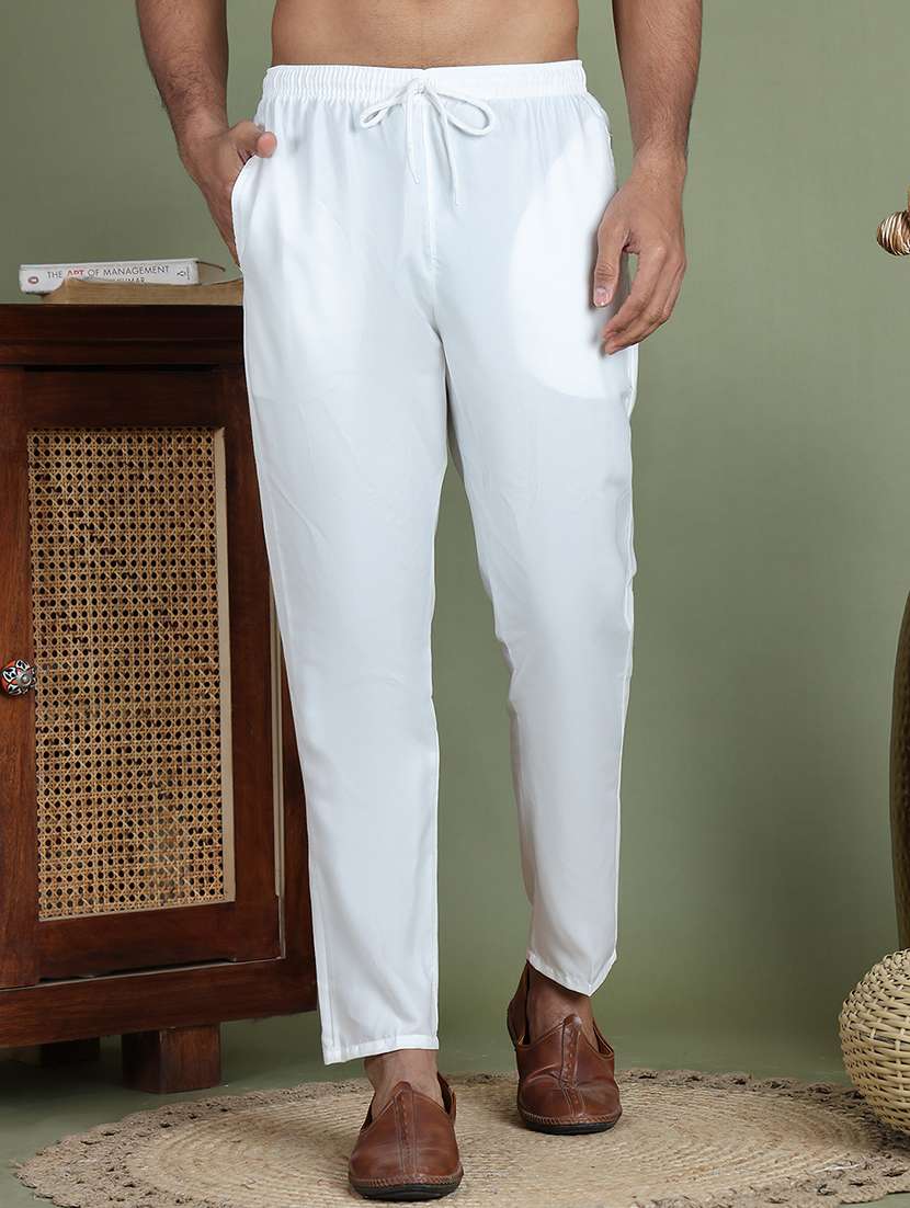 men solid mid rise ethnic bottom wear pyjama