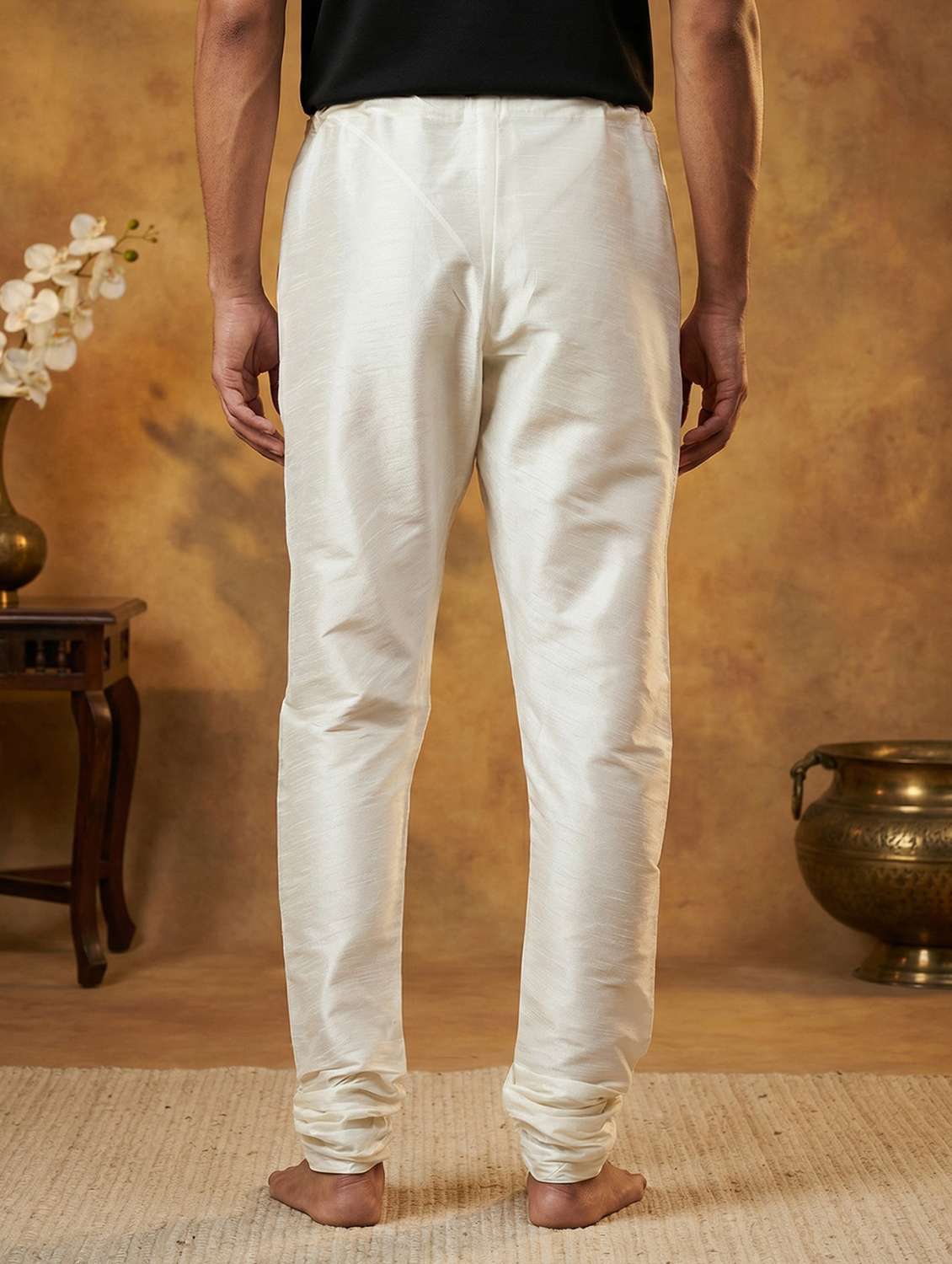 men solid mid rise ethnic bottom wear churidar pyjama - 22401688 -  Standard Image - 3