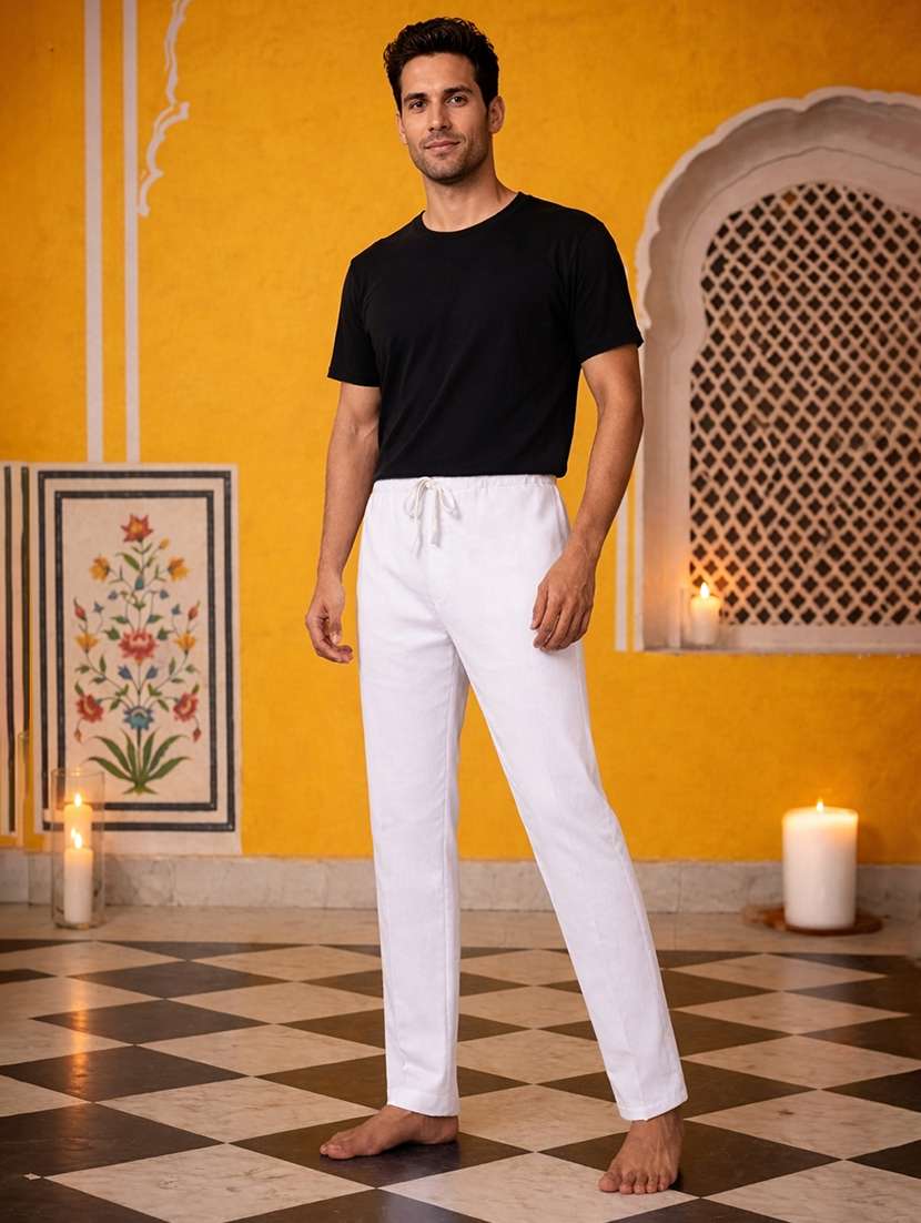 men pack of 2 solid mid rise ethnic bottom wear pyjama - 22401694 -  Standard Image - 3