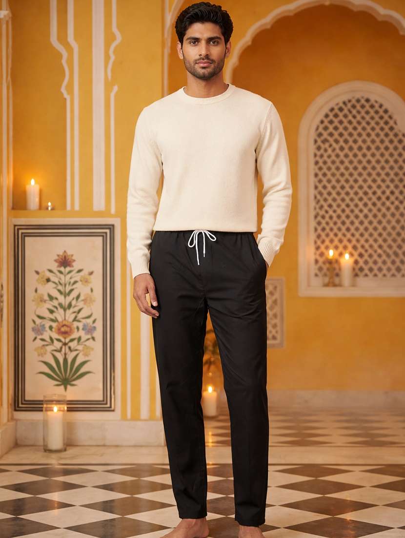 men pack of 2 solid mid rise ethnic bottom wear pyjama - 22401694 -  Standard Image - 5