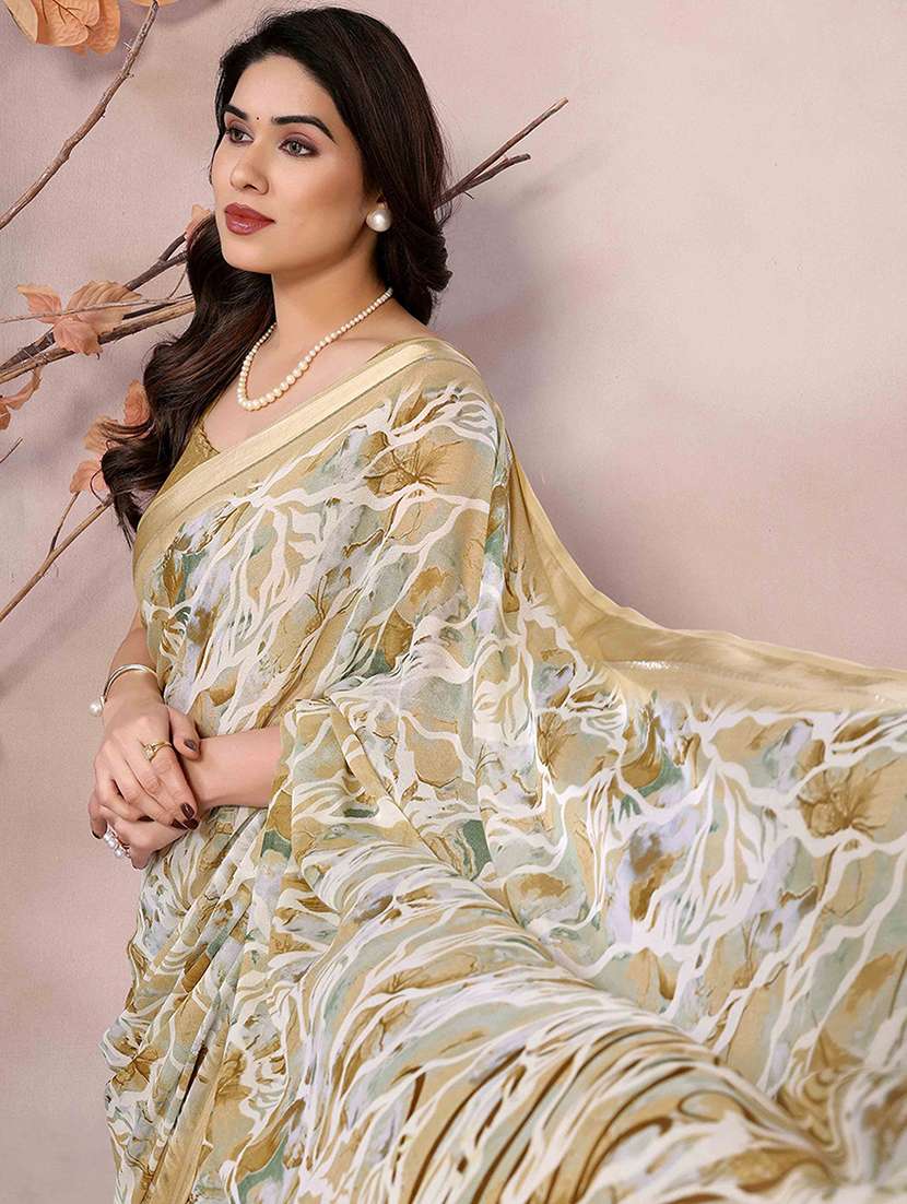 Women Printed Casual Wear Saree With Blouse - 22401714 -  Standard Image - 3