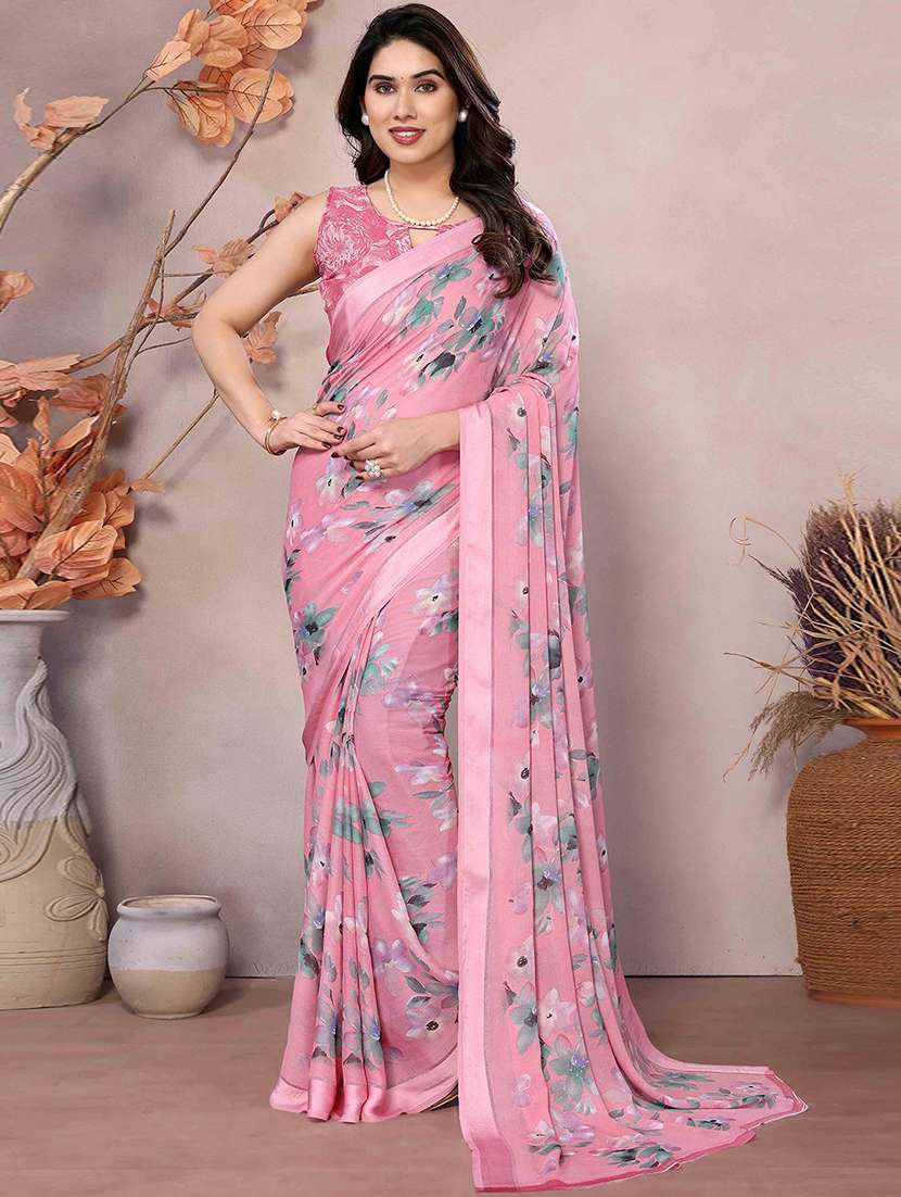 women printed casual wear saree with blouse