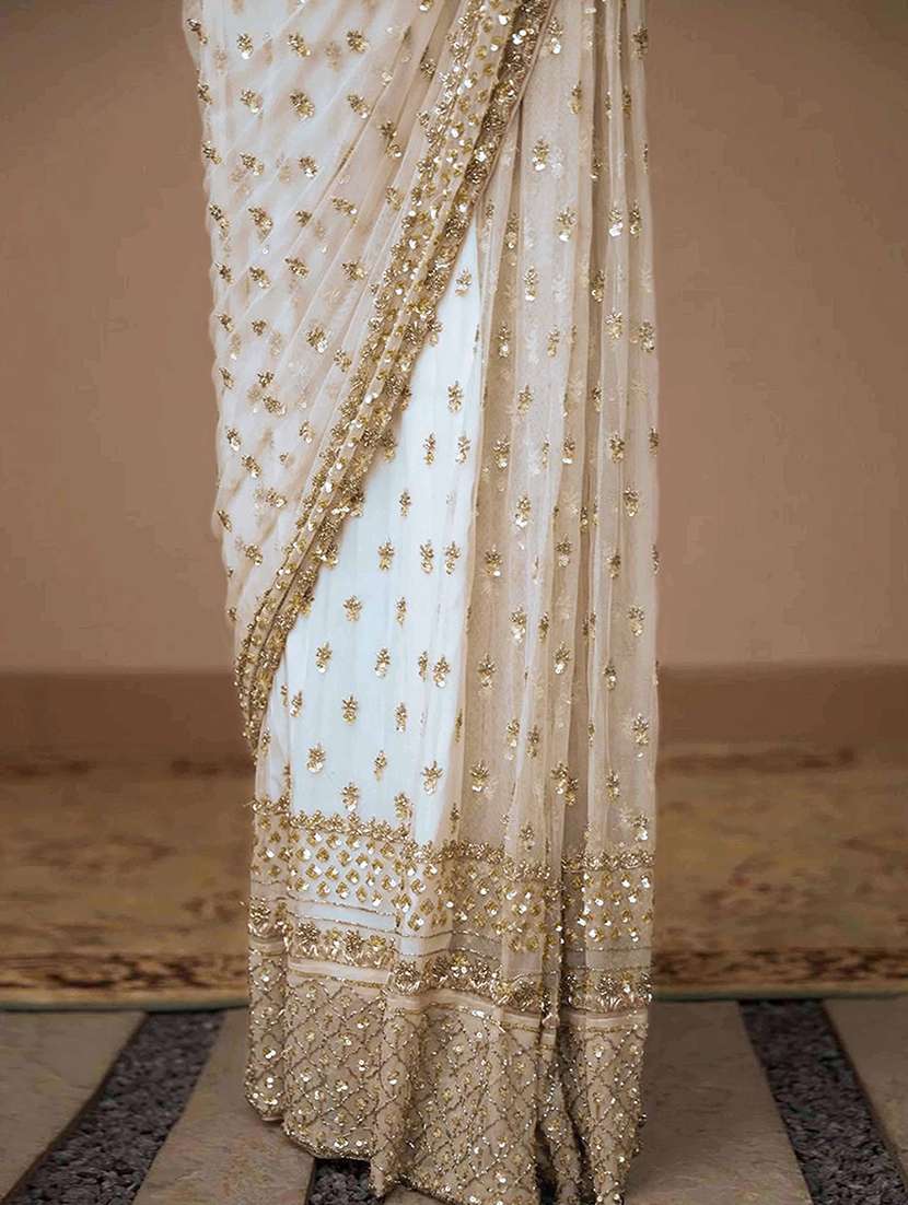 women solid with work embellished saree with blouse - 22401730 -  Standard Image - 5